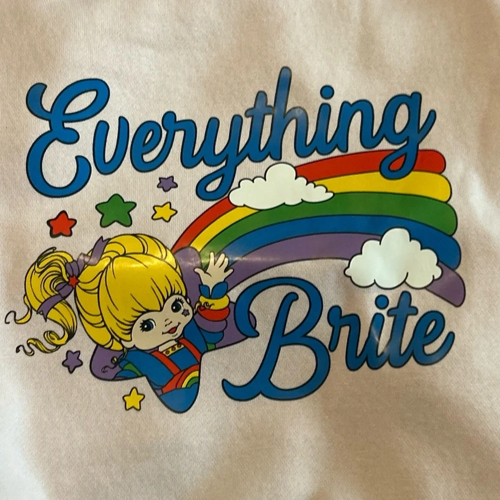 Rainbow Brite Pink Dog Hooded Sweatshirt Pet Hoodie Size Large- NWT